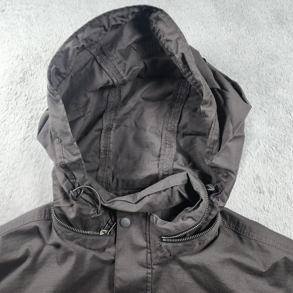 PrAna Jacket Mens XL Gray Hooded Windbreaker Softshell‎ Full Zip Pockets Outdoor